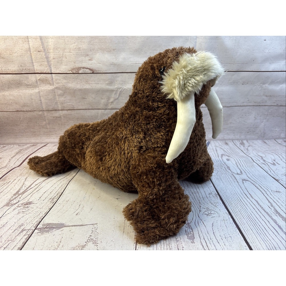 Sea World Brown Walrus Plush 14" Soft Toy Stuffed Animal Realistic Vintage